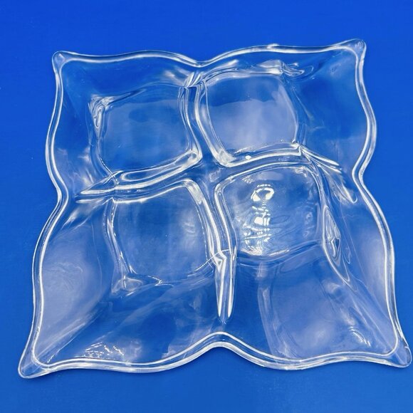 Shannon Fiori Crystal 4-Section Serving Platter Nuts Candies Condiments - Picture 7 of 10